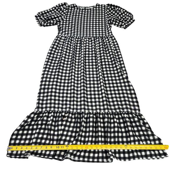 Urban Bliss Wom 8 Short Sleeve Plaid Ruffle Tier Midi Dress Cottagecore Prairie - Picture 4 of 13